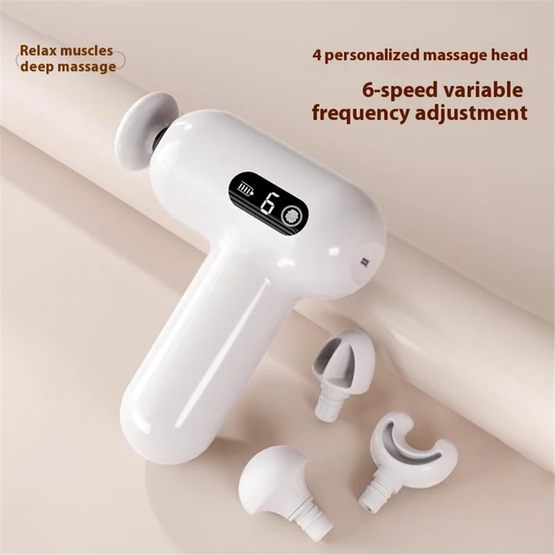 H05 6 Speeds High Frequency Vibration Mini Massage Gun Portable Handheld Deep Tissue Massager - White