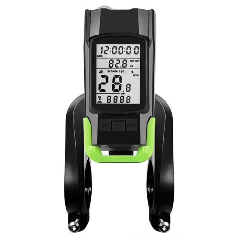 GPS Wireless Bike Computer 3 In 1 Cycling Speedometer Bicycle Flashlight with 120db Horn - Green
