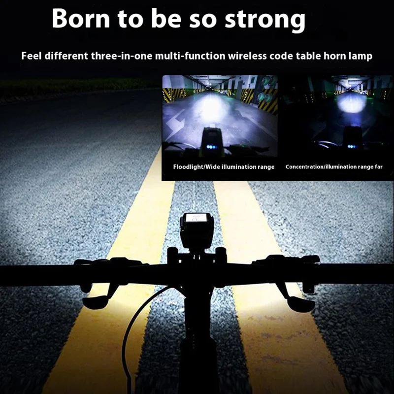 GPS Wireless Bike Computer 3 In 1 Cycling Speedometer Bicycle Flashlight with 120db Horn - Red