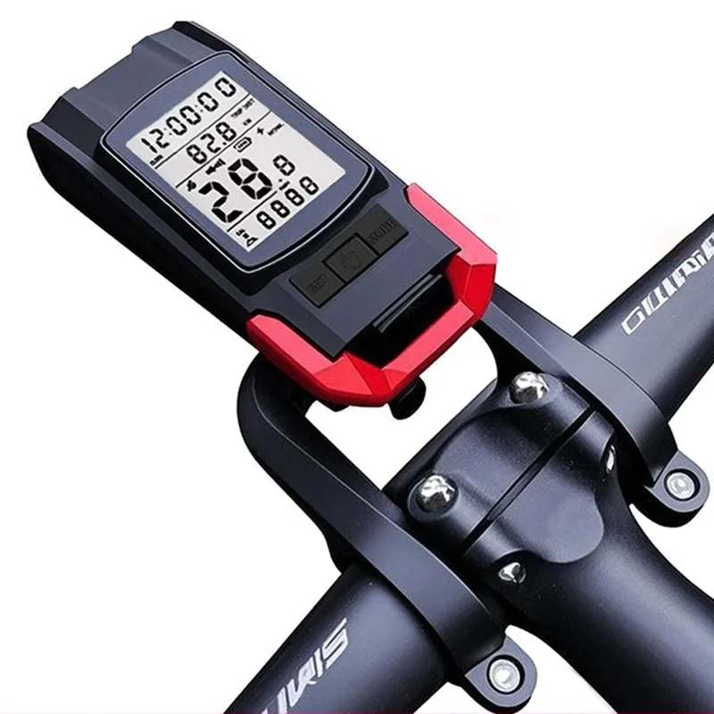 GPS Wireless Bike Computer 3 In 1 Cycling Speedometer Bicycle Flashlight with 120db Horn - Red
