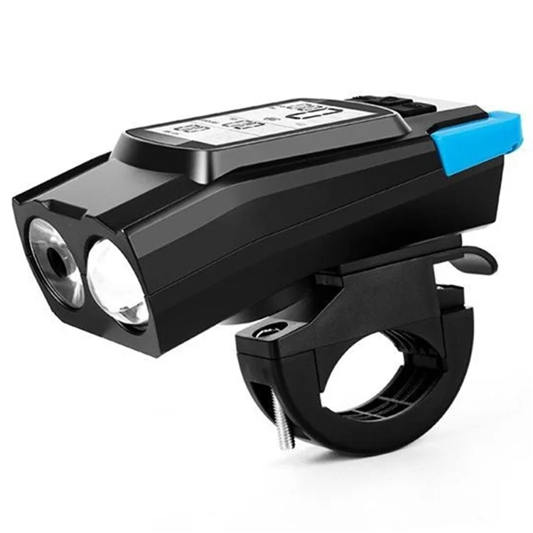 Ordinateur de vélo GPS GNSS sans fil 3 en 1 avec éclairage et klaxon - Bleu