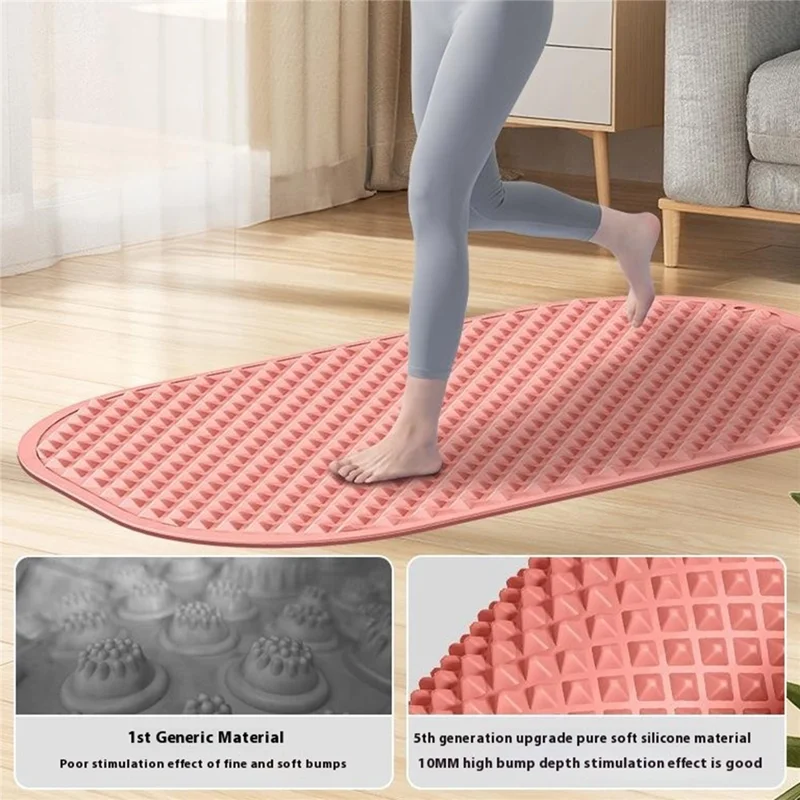 Foot Massage Mat Silicone Acupressure Board for Reflexology Pressure Point Therapy, Size L: 60 x 40cm - Pink