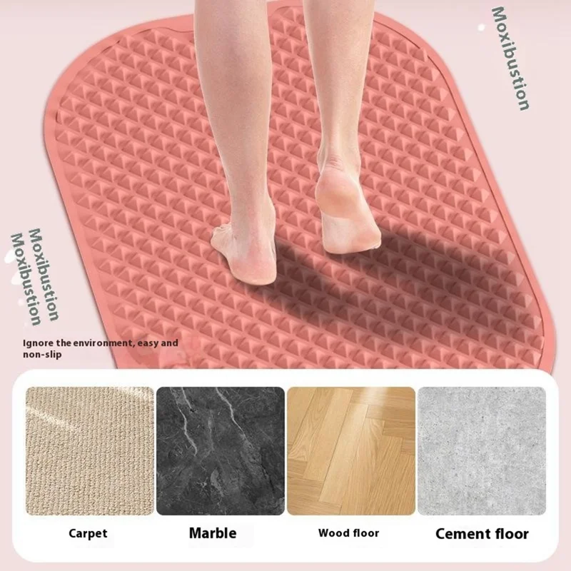 Foot Massage Mat Silicone Acupressure Board for Reflexology Pressure Point Therapy, Size L: 60 x 40cm - Pink