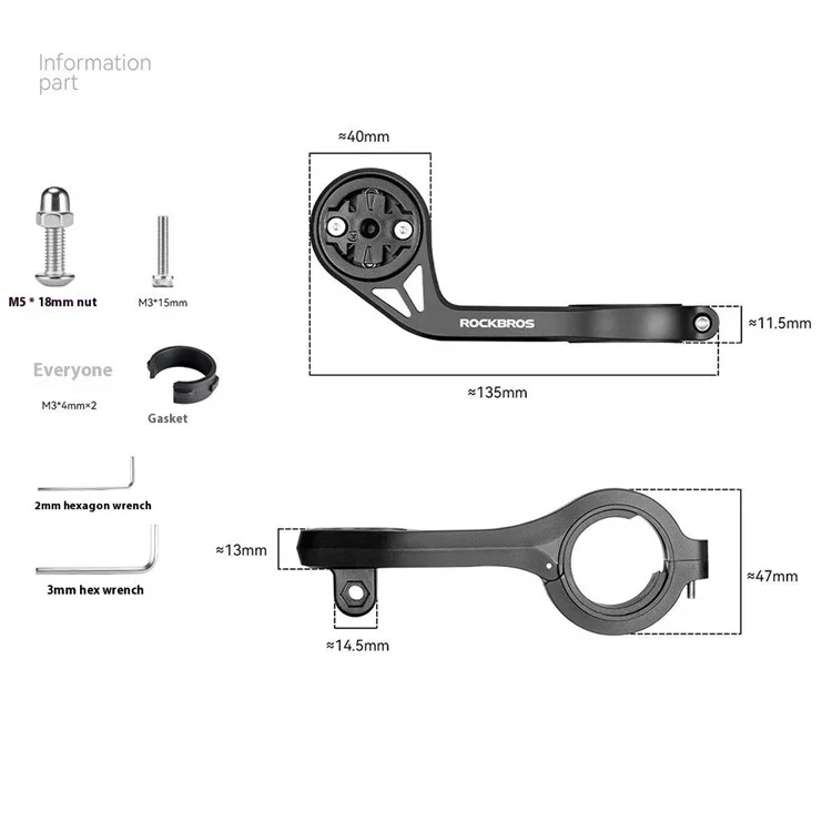 Suporte para Computador de Bicicleta ROCKBROS para Guidão, Suporte de Nylon para Câmera Esportiva e Luz de Bicicleta de Estrada