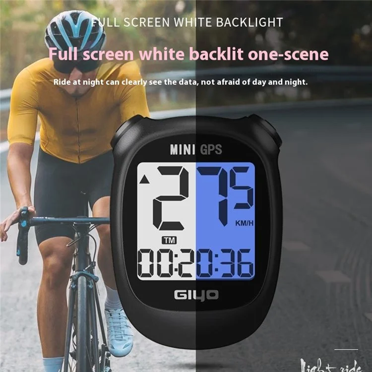 GIYO M3 Bicycle Computer GPS Waterproof Wireless Speedometer Odometer with Backlit for Road Cycling - Black