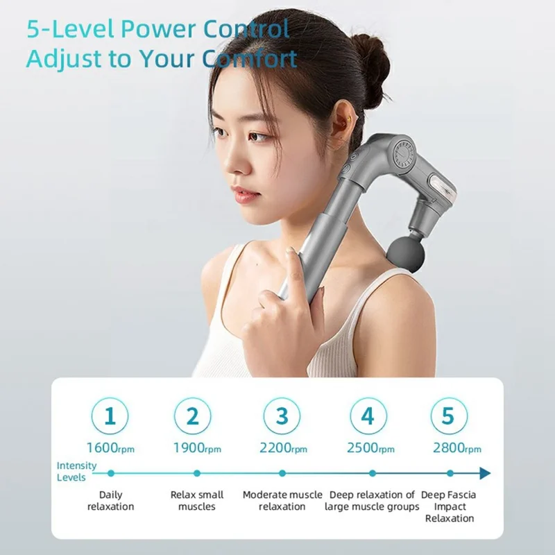G7 Mini Foldable Percussion Massage Gun 5 Intensity Levels Portable Handheld Muscle Relaxation Device