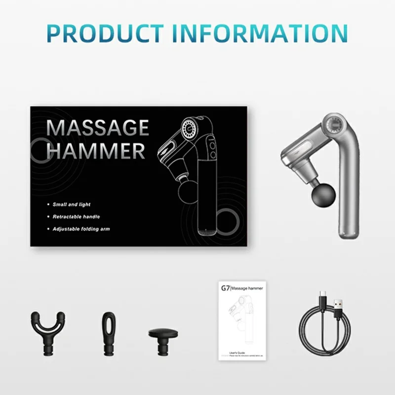 G7 Mini Foldable Percussion Massage Gun 5 Intensity Levels Portable Handheld Muscle Relaxation Device