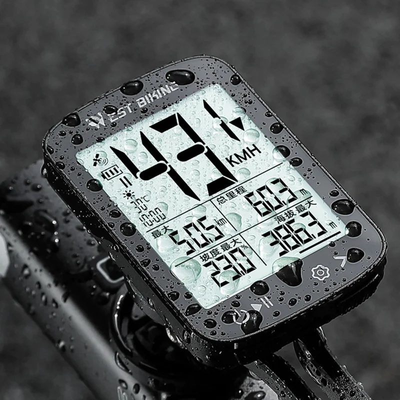 WEST BIKING YP0702112 GPS Bike Computer Waterproof 2.4 Inch LCD Screen Cycling Wireless Speedometer - Black
