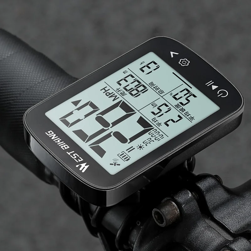 WEST BIKING YP0702112 GPS Bike Computer Waterproof 2.4 Inch LCD Screen Cycling Wireless Speedometer - Black