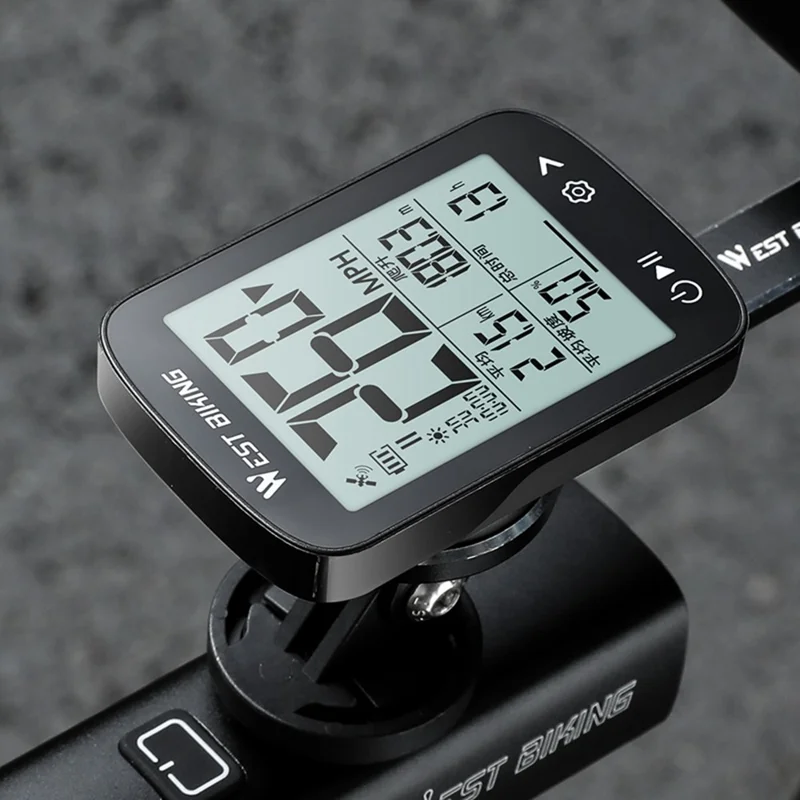 WEST BIKING YP0702112 GPS Bike Computer Waterproof 2.4 Inch LCD Screen Cycling Wireless Speedometer - Black