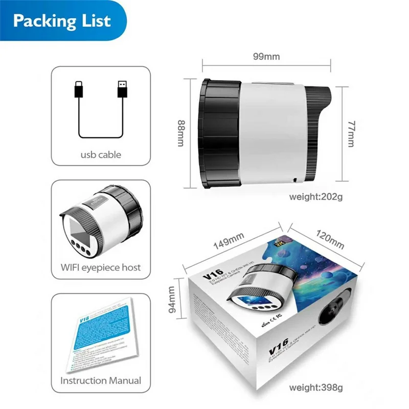 V16 2.0 TFT-scherm WiFi Digitale oculaircamera voor astronomische observatie