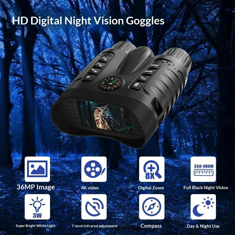 NV2185, бинокль с 3,2-дюймовым TFT-экраном для исследования местности, с 8-кратным цифровым зумом, инфракрасный ночной прицел с компасом