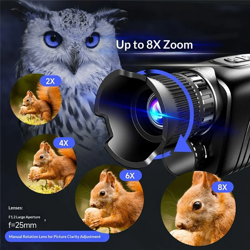 YS02 Handheld Digitale Nachtkijker 8X Zoom Jachtverrekijker met 1.5 Inch IPS Scherm