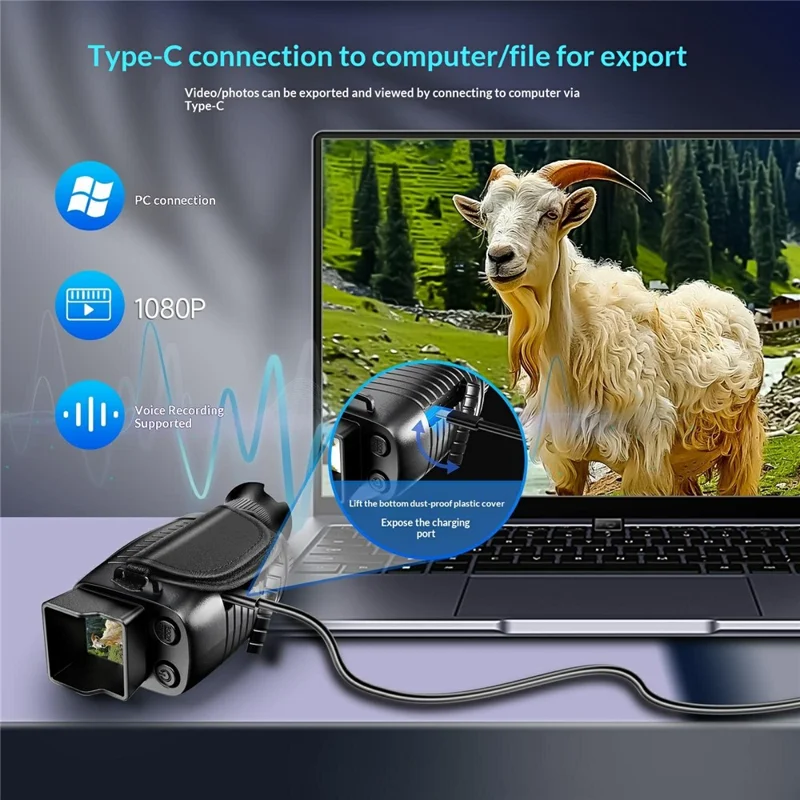 YS02 Handheld Digitale Nachtkijker 8X Zoom Jachtverrekijker met 1.5 Inch IPS Scherm