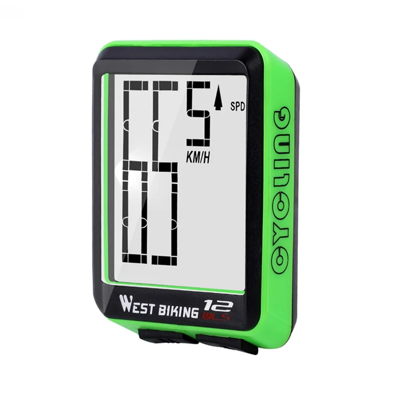 WEST BIKING 0702041 MTB Road Bike Computer Backlight Waterproof Wireless Cycling Speedometer - Green