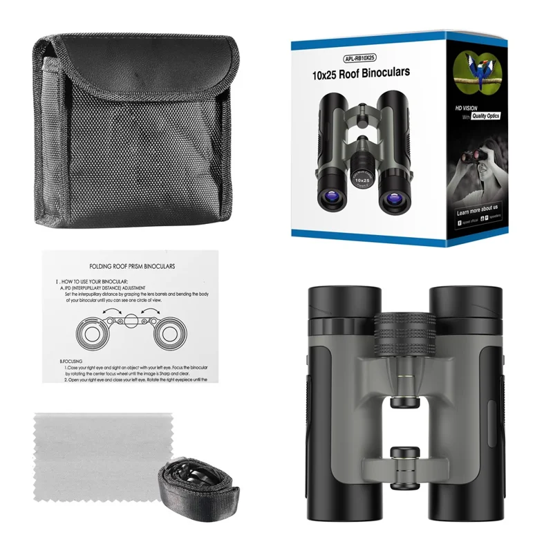 APEXEL Binoculars Long Range 10x25 HD Binoculars Outdoor Camping Mini Folding Telescope for Hunting Tourism