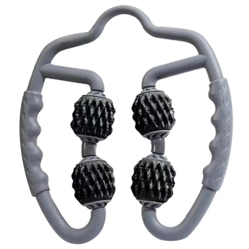 AMYUP Handheld Muscle Roller Cellulite Massager Release Myofascial Trigger Points Reduce Muscle Soreness Deep Tissue Massage Roller Tool for Tightness Calves, Leg, Arms, Shoulder - Black/Grey