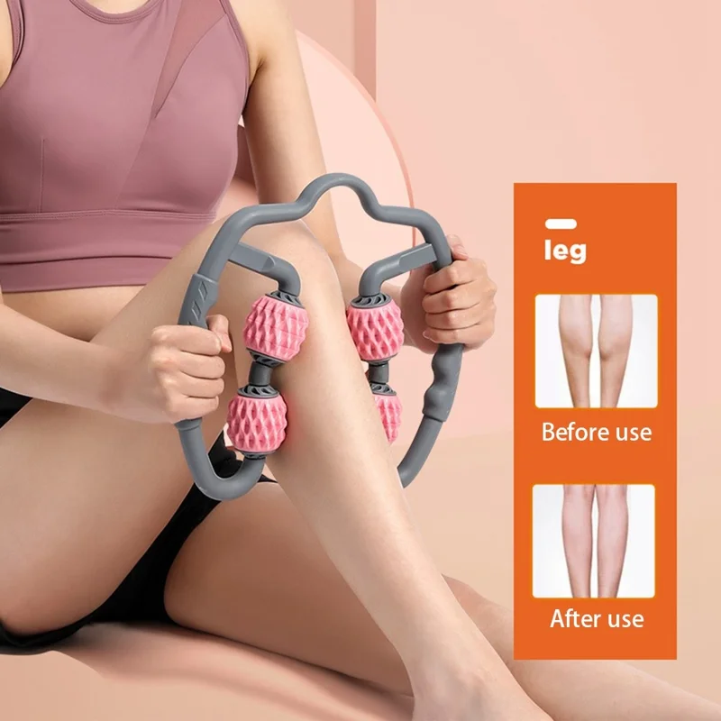 AMYUP Handheld Muscle Roller Cellulite Massager Release Myofascial Trigger Points Reduce Muscle Soreness Deep Tissue Massage Roller Tool for Tightness Calves, Leg, Arms, Shoulder - Black/Grey
