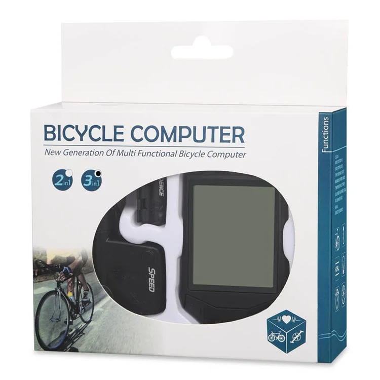 XH-BC335-LCD Wireless Bike Computer Heart Rate Cadence Sensor Multifunctional Waterproof LCD Screen Cycling Computer - White