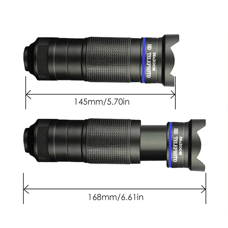 BRT-36S 36x Zoom HD Telephoto Mobile Phone Telescope Telescopic Focus Monocular for Outdoor Adventures (Standard Version) - Blue