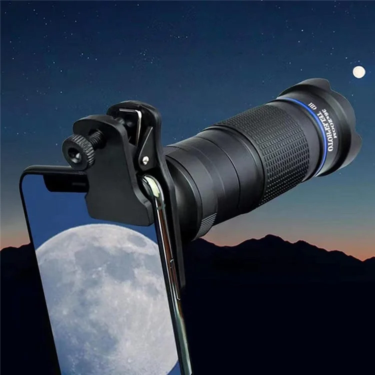 BRT-36S 36x Zoom HD Telephoto Mobile Phone Telescope Telescopic Focus Monocular for Outdoor Adventures (Standard Version) - Blue