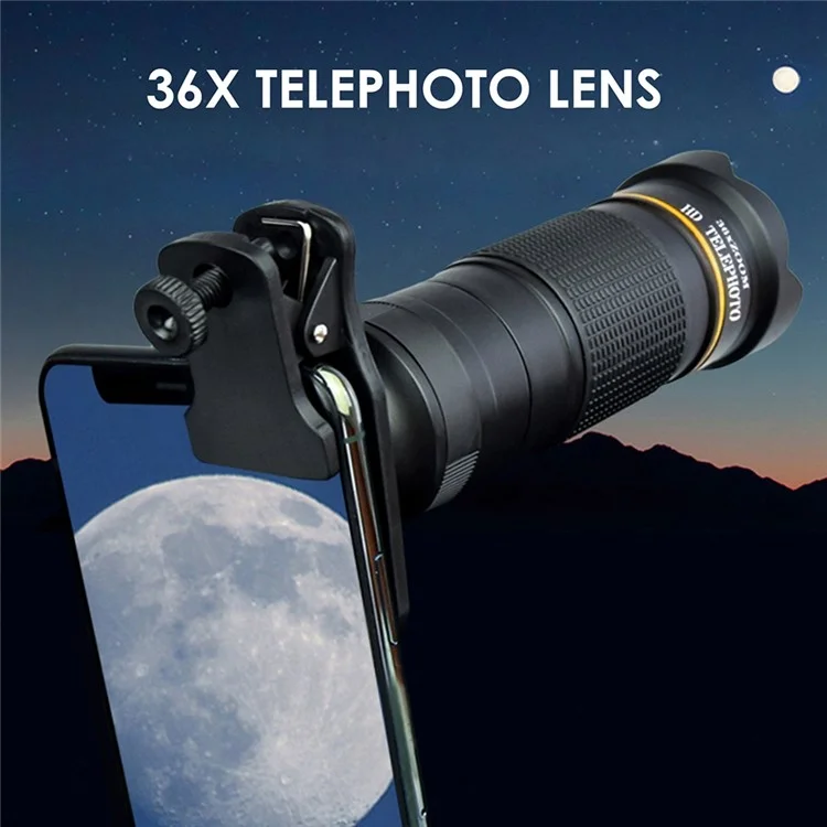 BRT-36S 36x Zoom HD Telephoto Mobile Phone Telescope Telescopic Focus Monocular for Outdoor Adventures (Standard Version) - Gold