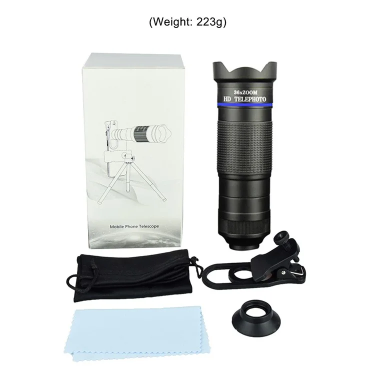 BRT-36S 36x Zoom HD Telephoto Mobile Phone Telescope Telescopic Focus Monocular for Outdoor Adventures (Standard Version) - Gold