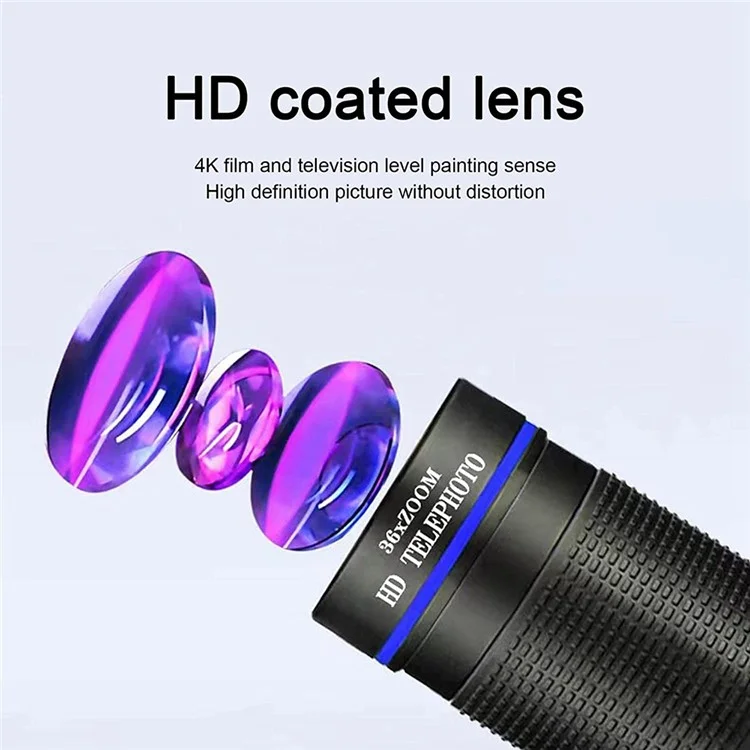 BRT-36S 36x Zoom HD Telephoto Mobile Phone Telescope Telescopic Focus Monocular for Outdoor Adventures (Standard Version) - Gold