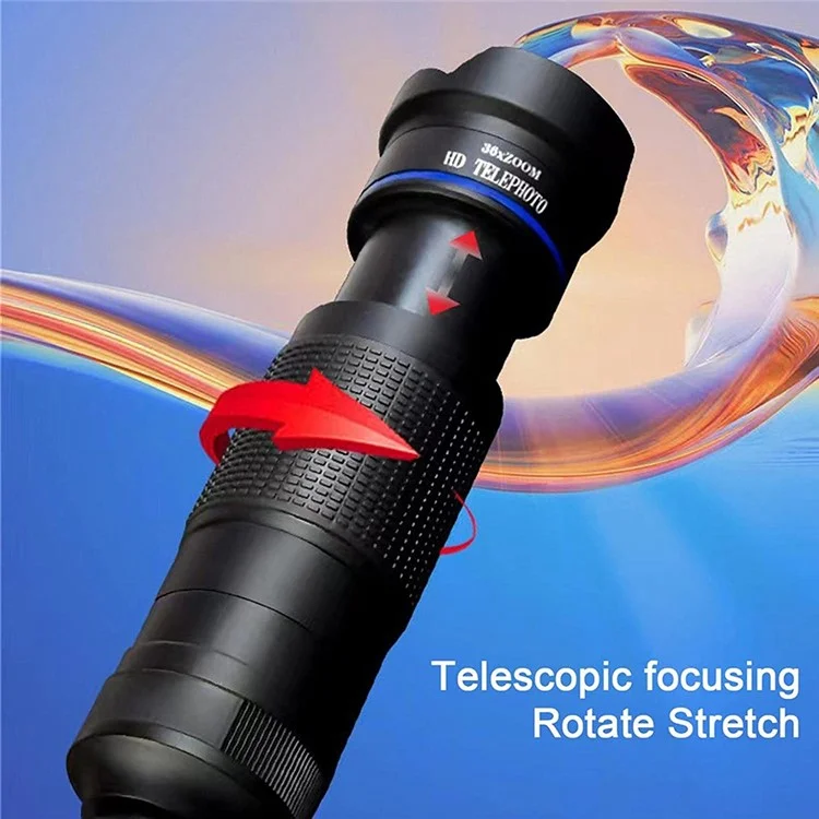 BRT-36S 36x Zoom HD Telephoto Mobile Phone Telescope Telescopic Focus Monocular for Outdoor Adventures (Standard Version) - Gold
