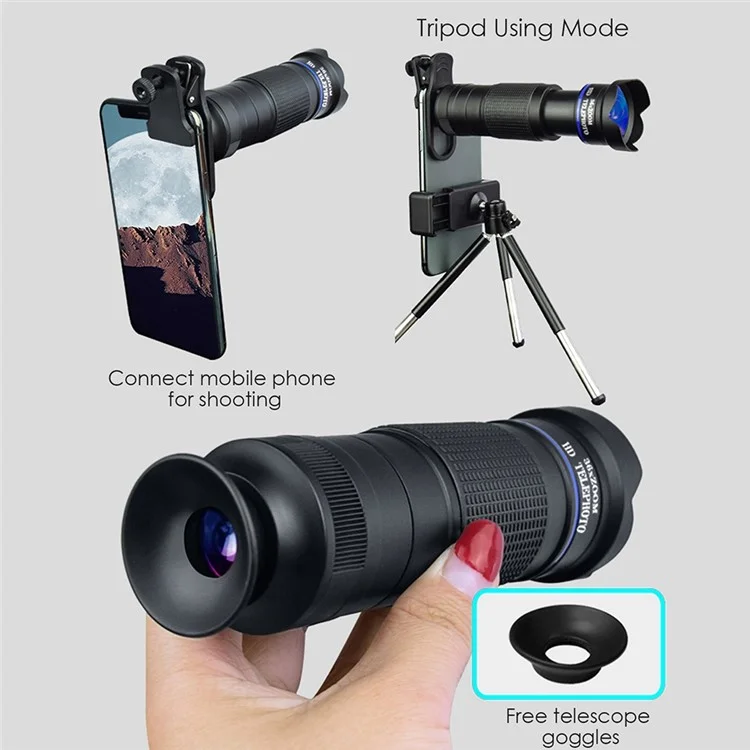 BRT-36S 36x Zoom HD Telephoto Mobile Phone Telescope Telescopic Focus Monocular for Outdoor Adventures (Standard Version) - Gold