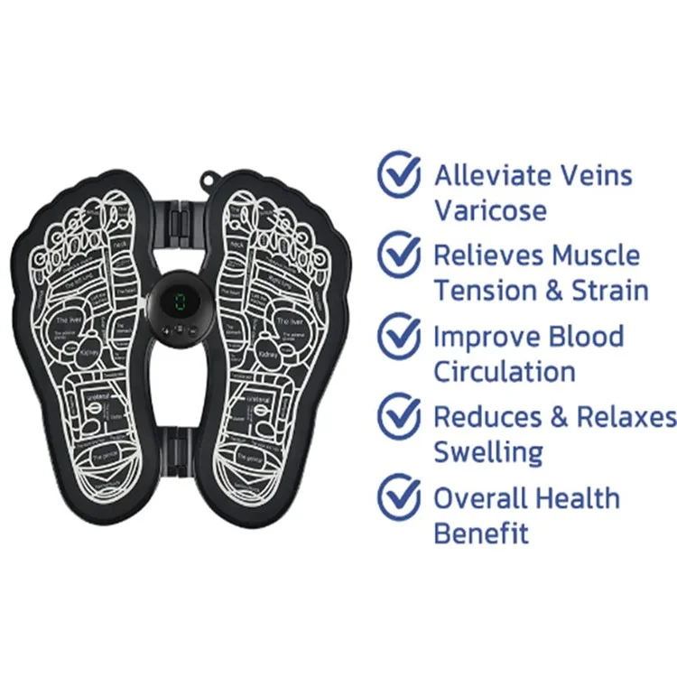 Mini Massageador de Pés para Idosos Terapia Elétrica para os Pés Esteira EMS Pulse Portátil Relaxador de Pés Doméstico (Versão LCD a Bateria)