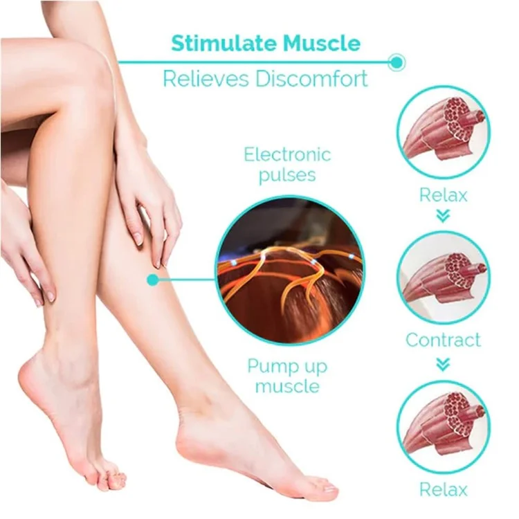 Mini Massageador de Pés para Idosos Terapia Elétrica para os Pés Esteira EMS Pulse Portátil Relaxador de Pés Doméstico (Versão LCD a Bateria)