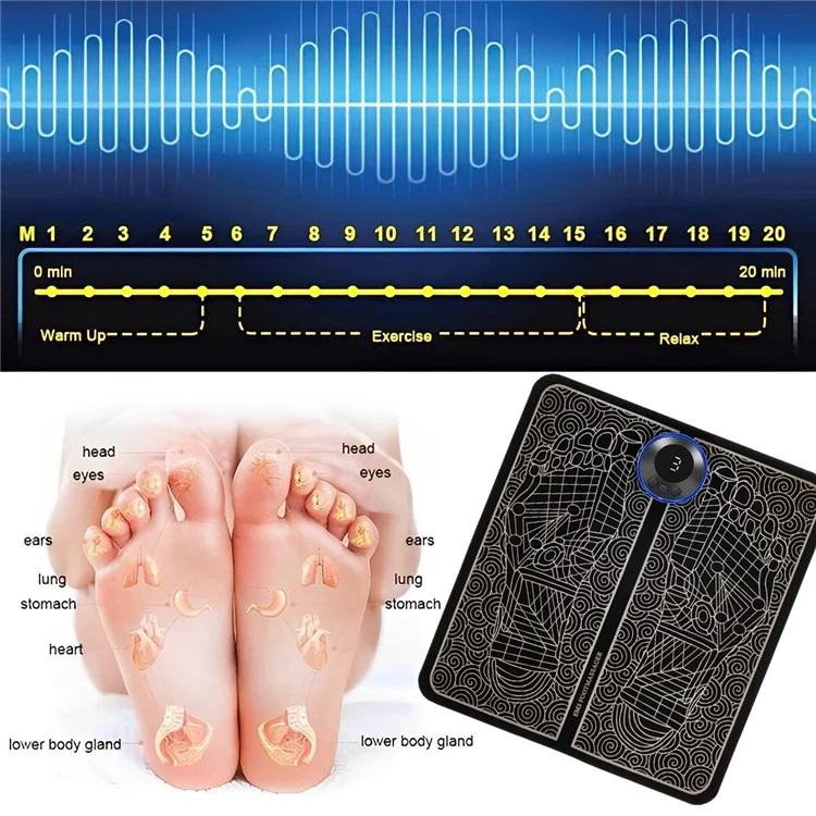 Foldable Foot Massager Machine Feet and Leg Muscle Massager, 19 Intensities 8 Massage Modes