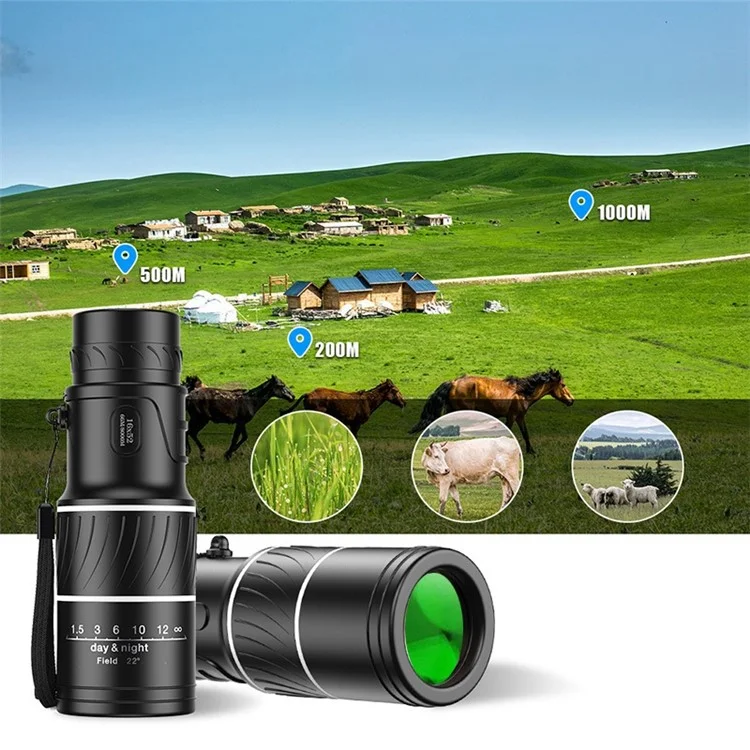AM-D20 16x52 HD Monocular Portátil 66 / 8000M Optics Zoom Telescópio Bak4 Prisma Escopo Compacto