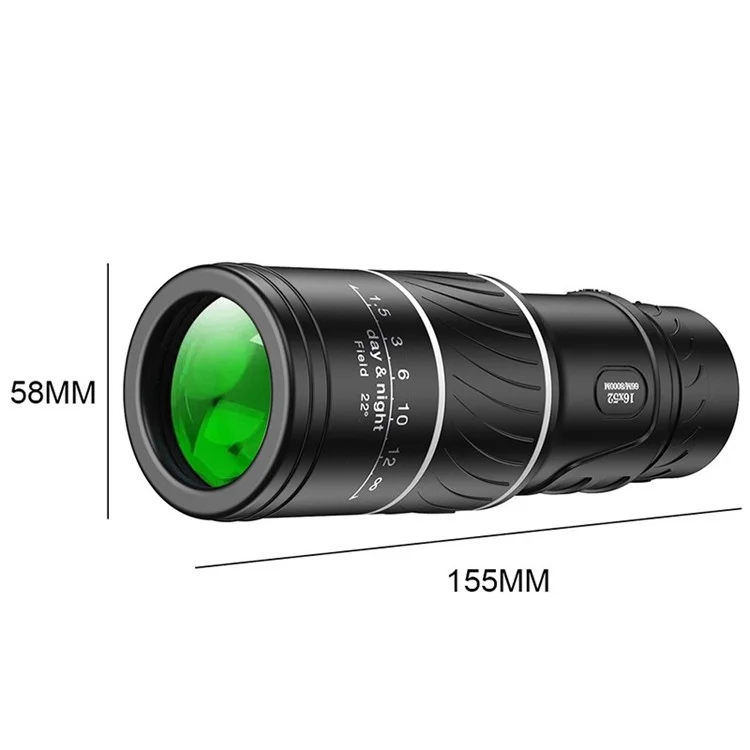 AM-D20 16x52 HD Portable Monocular 66 / 8000M Optics Zoom Telescope Bak4 Prism Compact Scope