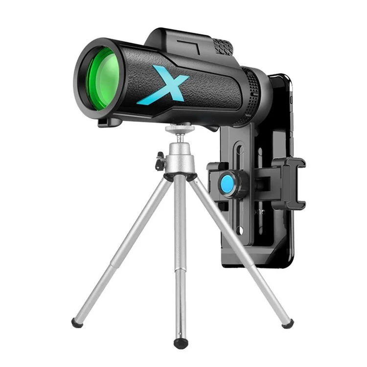 XH-1250 12X50 Monocular de alto poder HD com revestimento verde prismático, monocular portátil para observação de pássaros, acampamento 