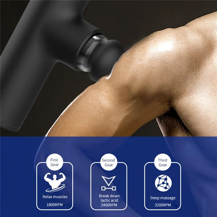 JM02 Fascia Massagepistole Handgerät Muskel Vibrationsmassagegerät 3-Gang Einstellbar Elektrischer Masseur