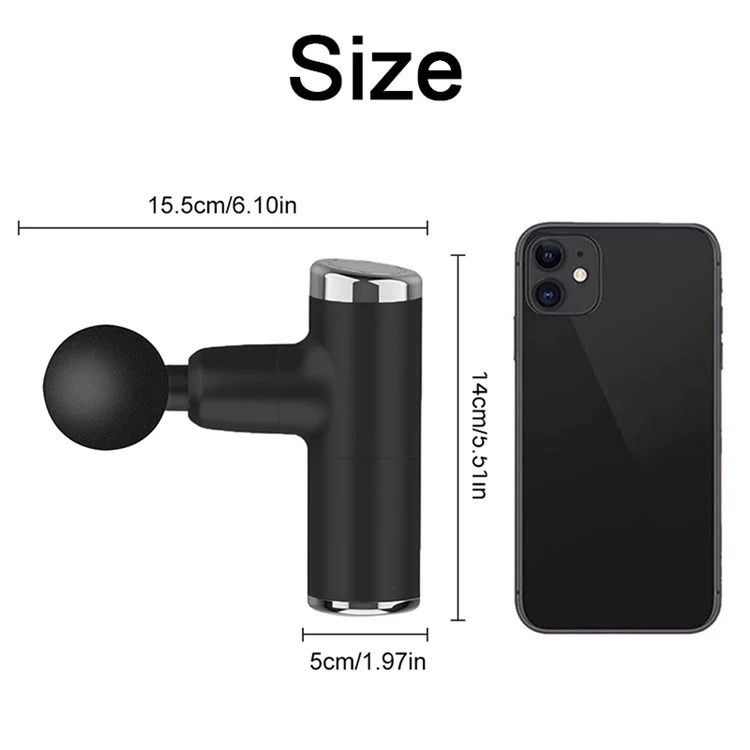 SK-328 Strumento portatile per massaggi Pistola per massaggi Massaggiatore rilassante muscolare con batteria integrata da 2000 mAh - Nero 
