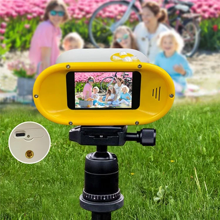 DT15 Kids Microscope Telescope Portable Children Color Digital Camera Binocular with 2.4'' Screen - Yellow