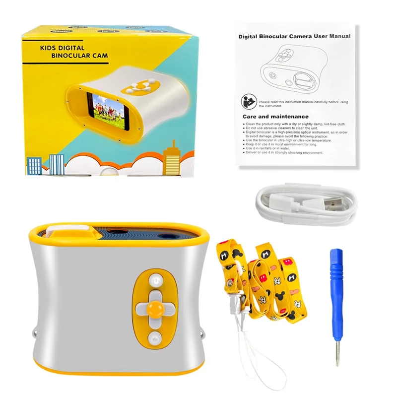 DT15 Kids Microscope Telescope Portable Children Color Digital Camera Binocular with 2.4'' Screen - Blue