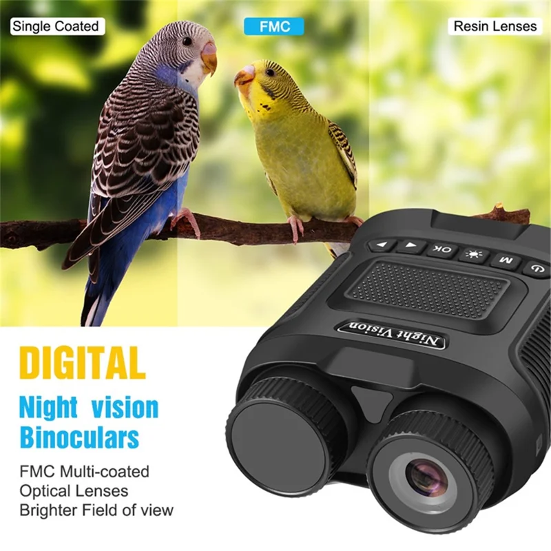 DT29 3-inch HD Photograph Infrared Binoculars for Bird Watching, Recording, Digital Binoculars with Night Vision - Black
