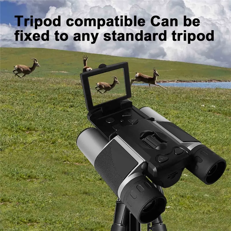 DT10 2.0" IPS LCD Screen Display Binoculars 10X HD Video Photo Recorder Binoculars for Bird Watching  - Black