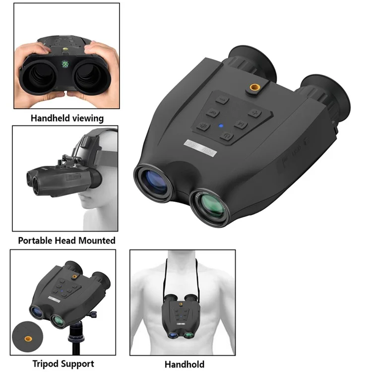 DT99 1.4-inch Screen Dual-Camera Binoculars 3D Night Vision Digital Telescope Support TF Card - Black
