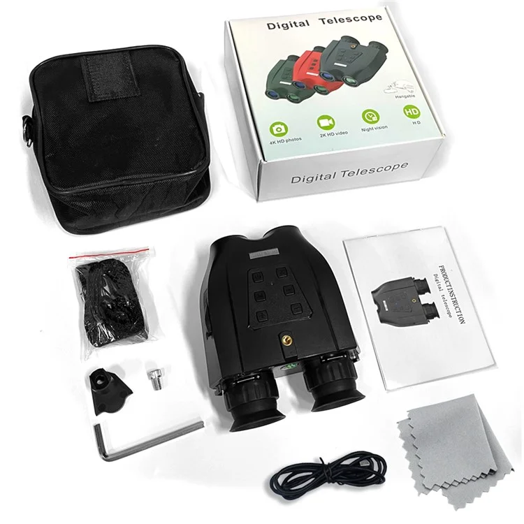 DT99 1.4-inch Screen Dual-Camera Binoculars 3D Night Vision Digital Telescope Support TF Card - Black