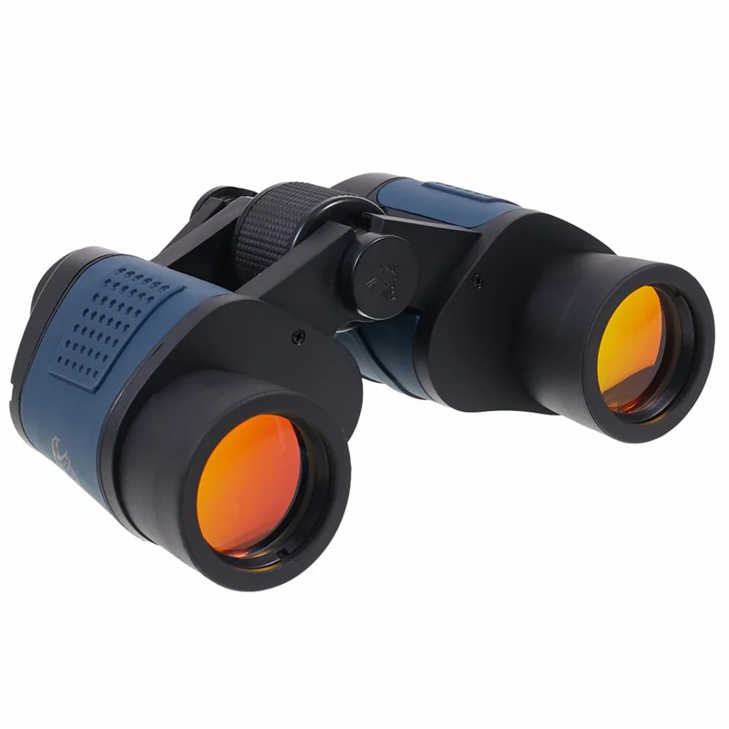 Portable 7X Binoculars Low Light Night Vision Red Film Outdoor Binoculars 60*60 with Coordinates - Black+Blue