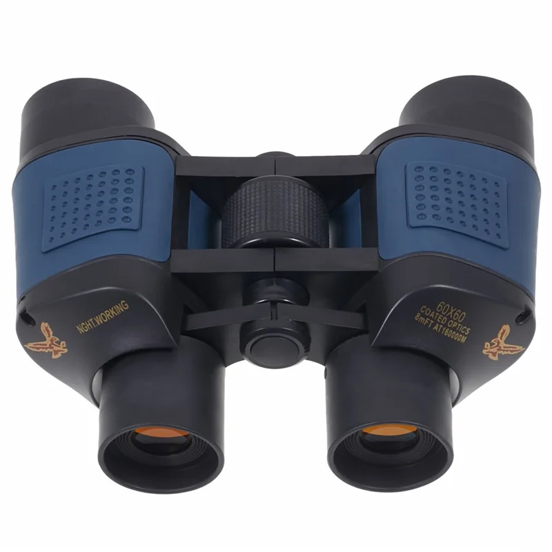 Portable 7X Binoculars Low Light Night Vision Red Film Outdoor Binoculars 60*60 with Coordinates - Black+Blue