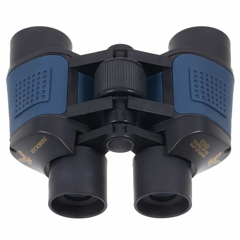 Portable 7X Binoculars Low Light Night Vision Red Film Outdoor Binoculars 60*60 with Coordinates - Black+Blue