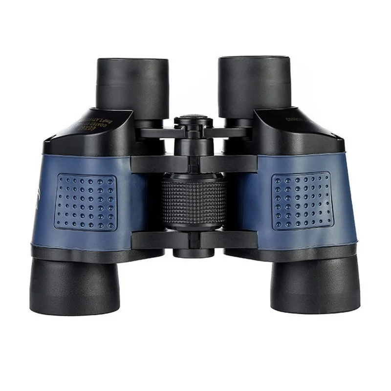 Portable 7X Binoculars Low Light Night Vision Red Film Outdoor Binoculars 60*60 with Coordinates - Black+Blue