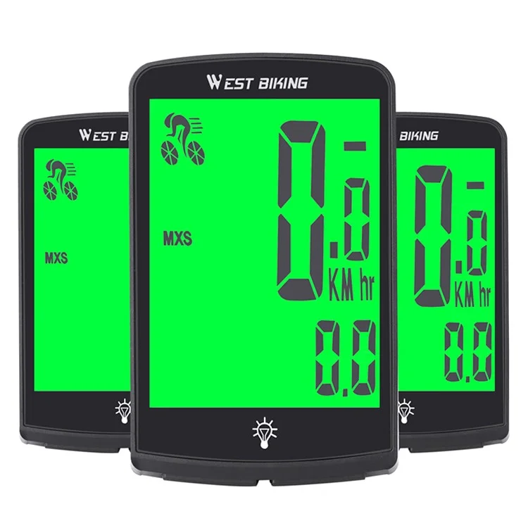 WEST BIKING YP0702100 3,4-Zoll-Großbildschirm-Tachometer-Sensor APP-Verbindung Fahrrad-Code-Zähler für Fahrrad, MTB, Rennrad