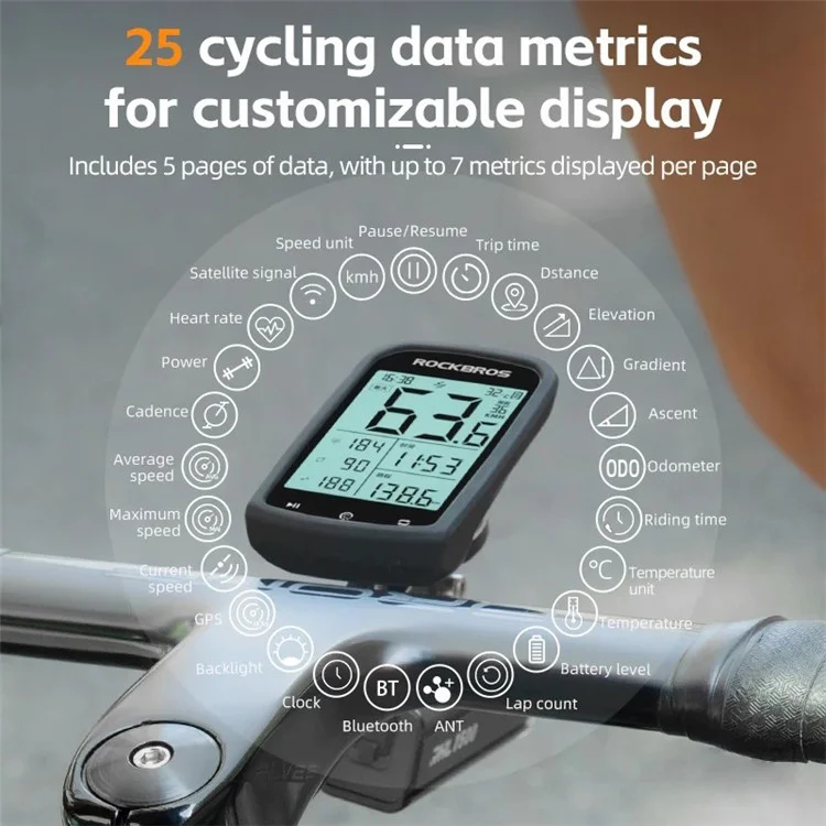 ROCKBROS M1 GPS Computador de Bicicleta ANT+ Bluetooth Computador de Bicicleta Mini Velocímetro Odômetro